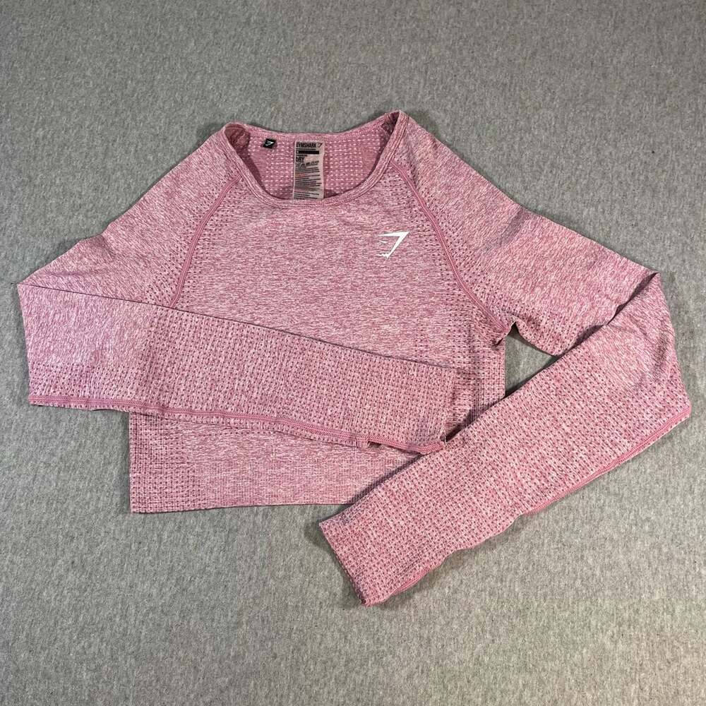 Gymshark Pink Marl Vital Seamless Long Sleeve Crop Top Girls M